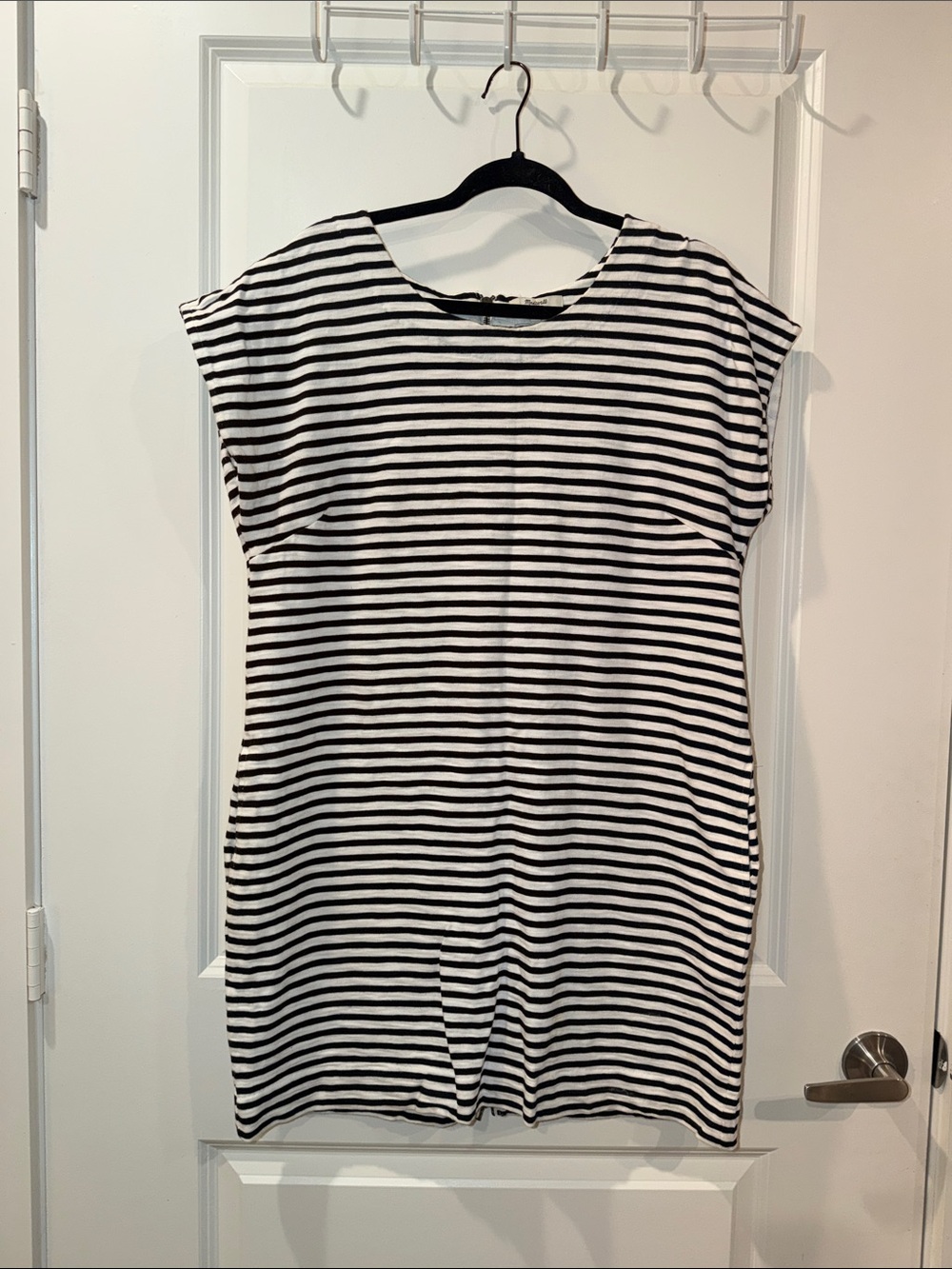 Madewell Black & White Striped Tunic Dress with Pockets